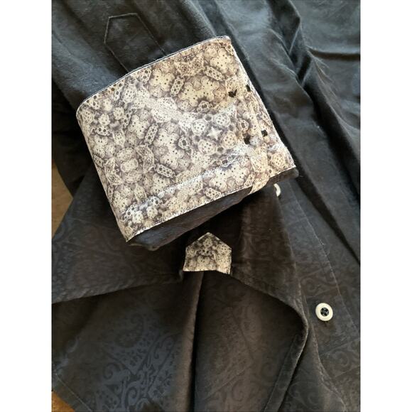 Robert Graham Paisley Shirt Men's Sz XLT Black Long Sleeve Bandana Prom Goth - Picture 5 of 8